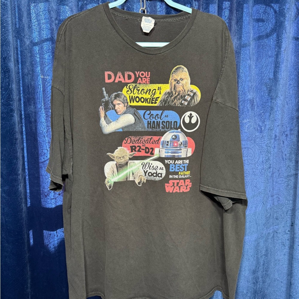 Happy Fathers Day Star Wars Black Graphic Kids T-Shirt